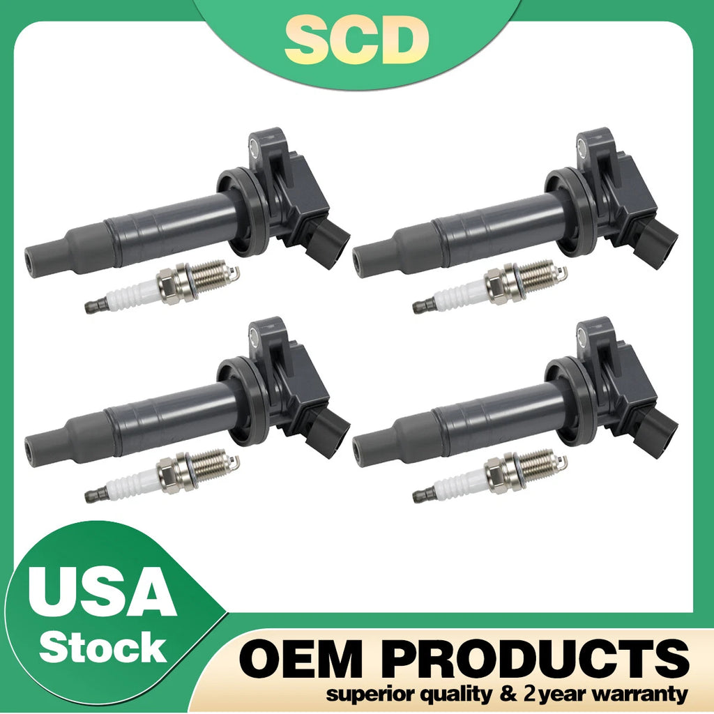 Set of 4 Ignition Coils & Spark Plugs for Toyota Corolla Matrix Pontiac Vibe