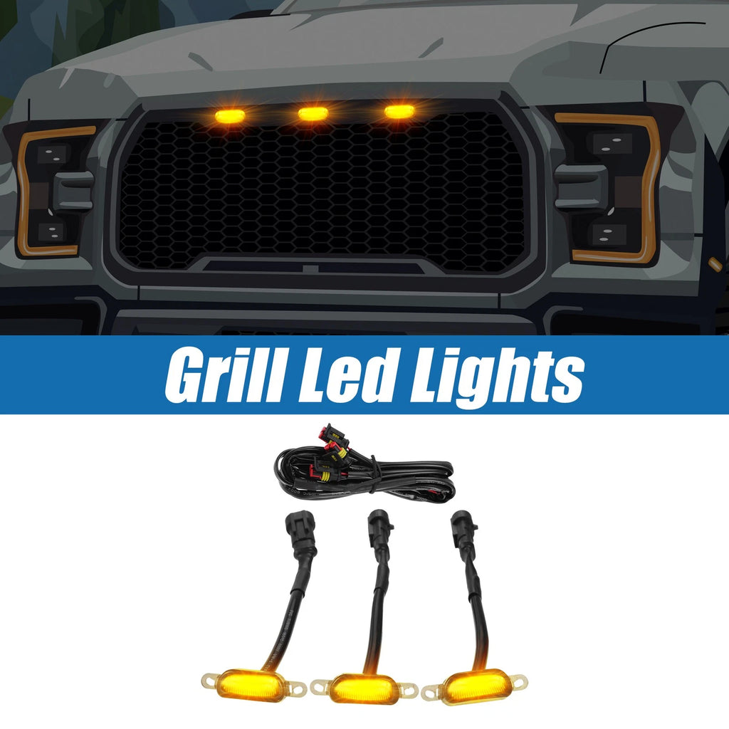 LED Front Grille Lights for Ford F150 F250 F350 (2015–2023) - Amber