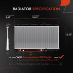 Radiator with Trans Oil Cooler for Honda CR-Z (2011–2016)