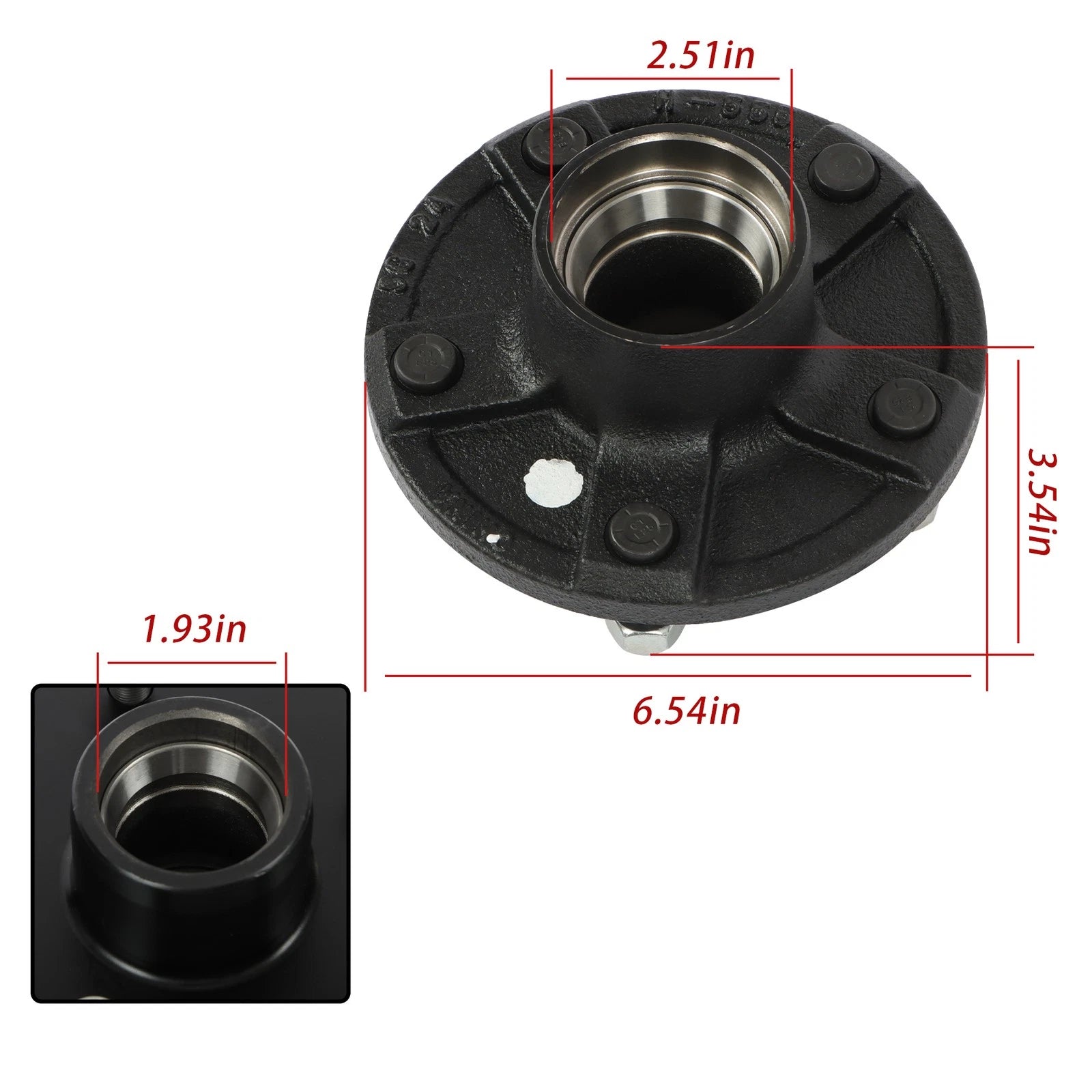 Set of 5 Trailer Idler Hubs for 3,500LB Axle, 5 on 5.5" Bolt Pattern