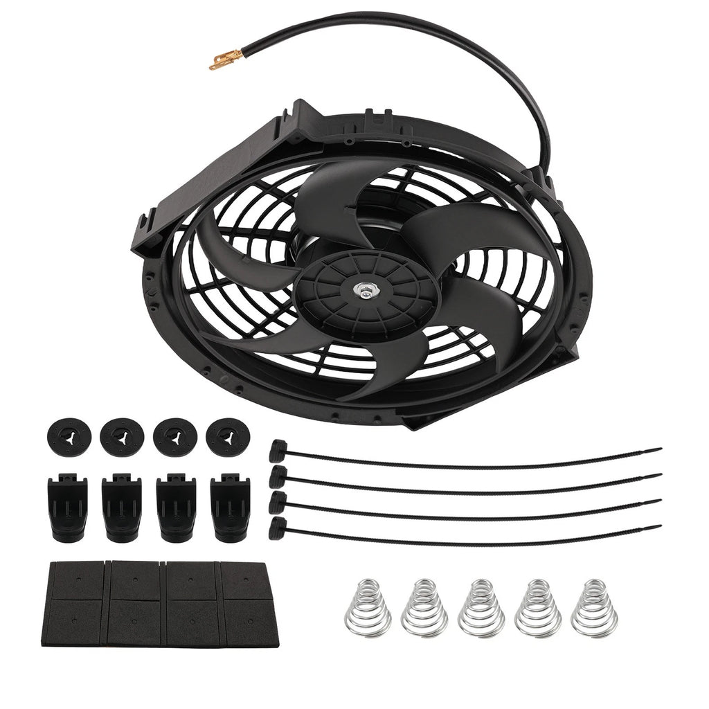 10" Electric Cooling Fan 2400RPM Push Pull for Universal Radiator System Black