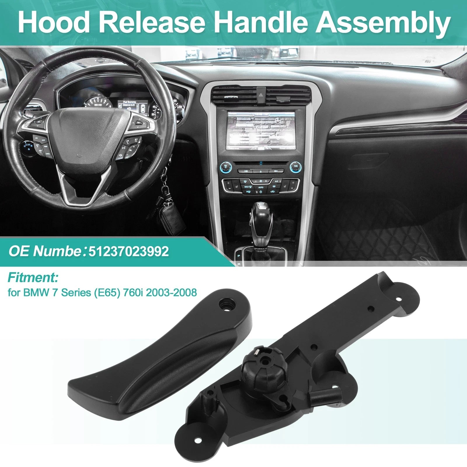 Hood Latch Release Handle for BMW 7 Series (E65) 760i (2003–2008) No. 51237023992