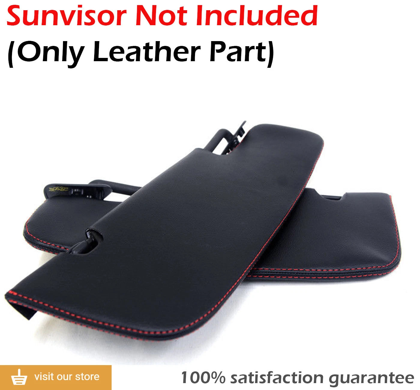 Sunvisor Covers for Ford Mustang (2005–2009) Red Stitch Leather Synthetic