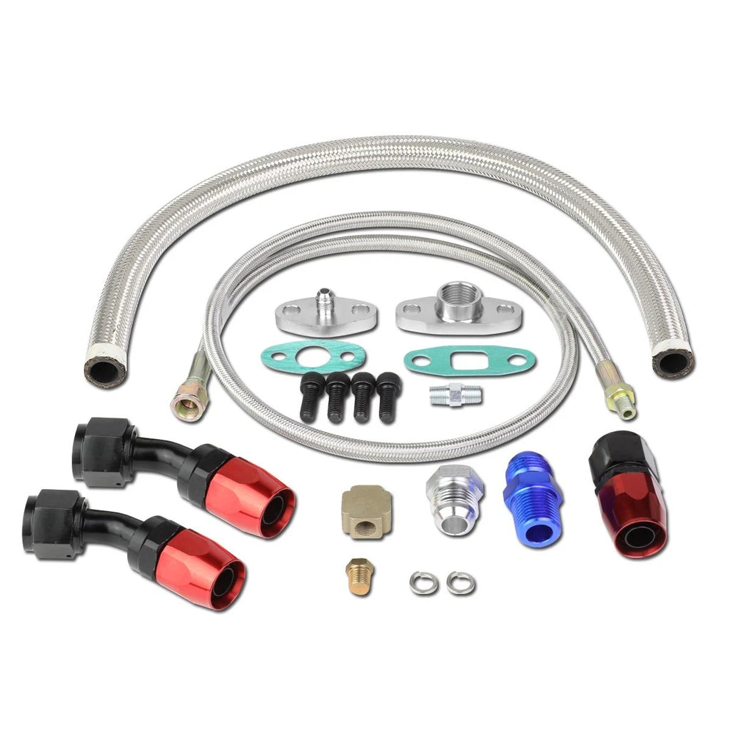 Turbocharger Oil Feed & Stainless Braided Return Drain Line Kit for