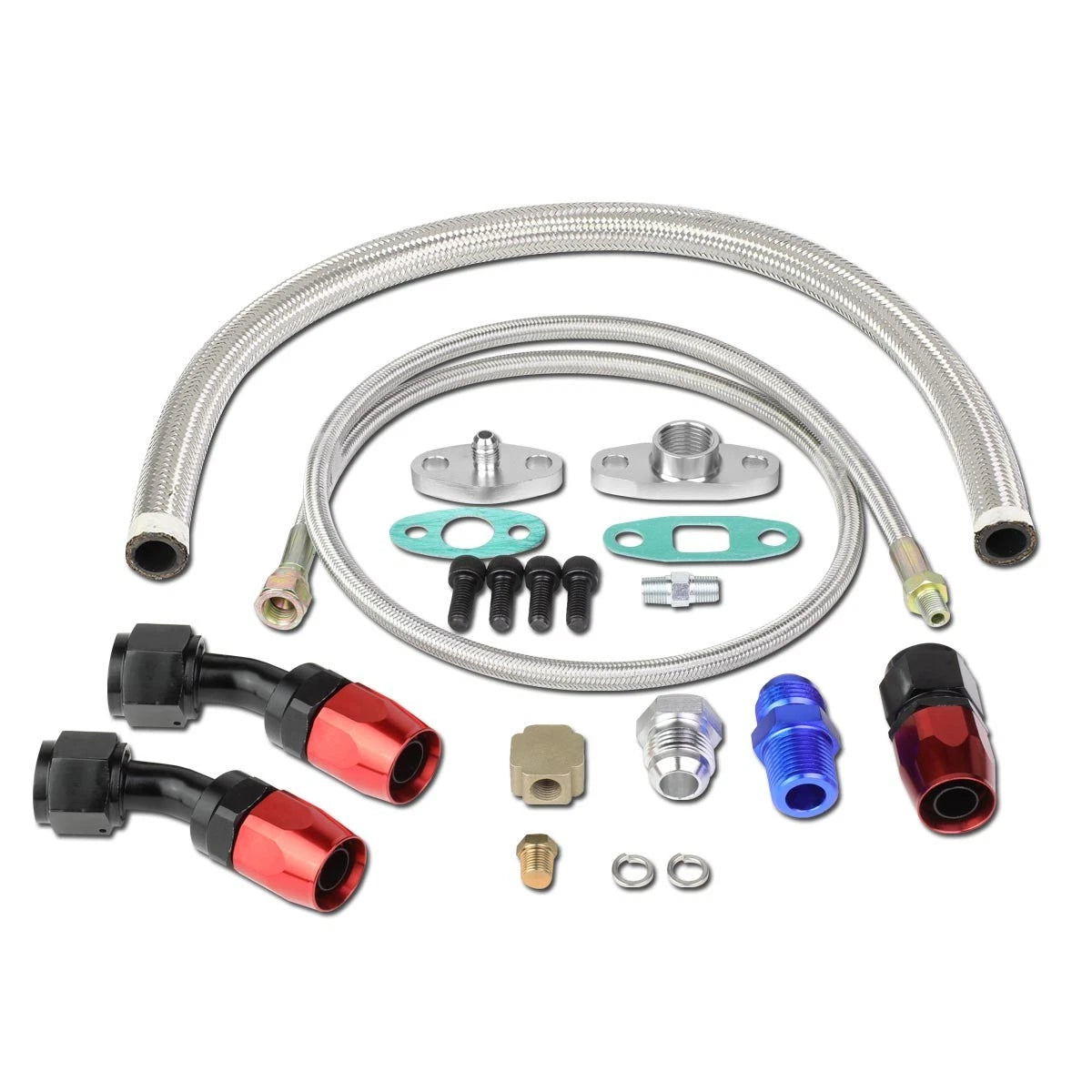 Turbocharger Oil Feed & Stainless Braided Return Drain Line Kit for
