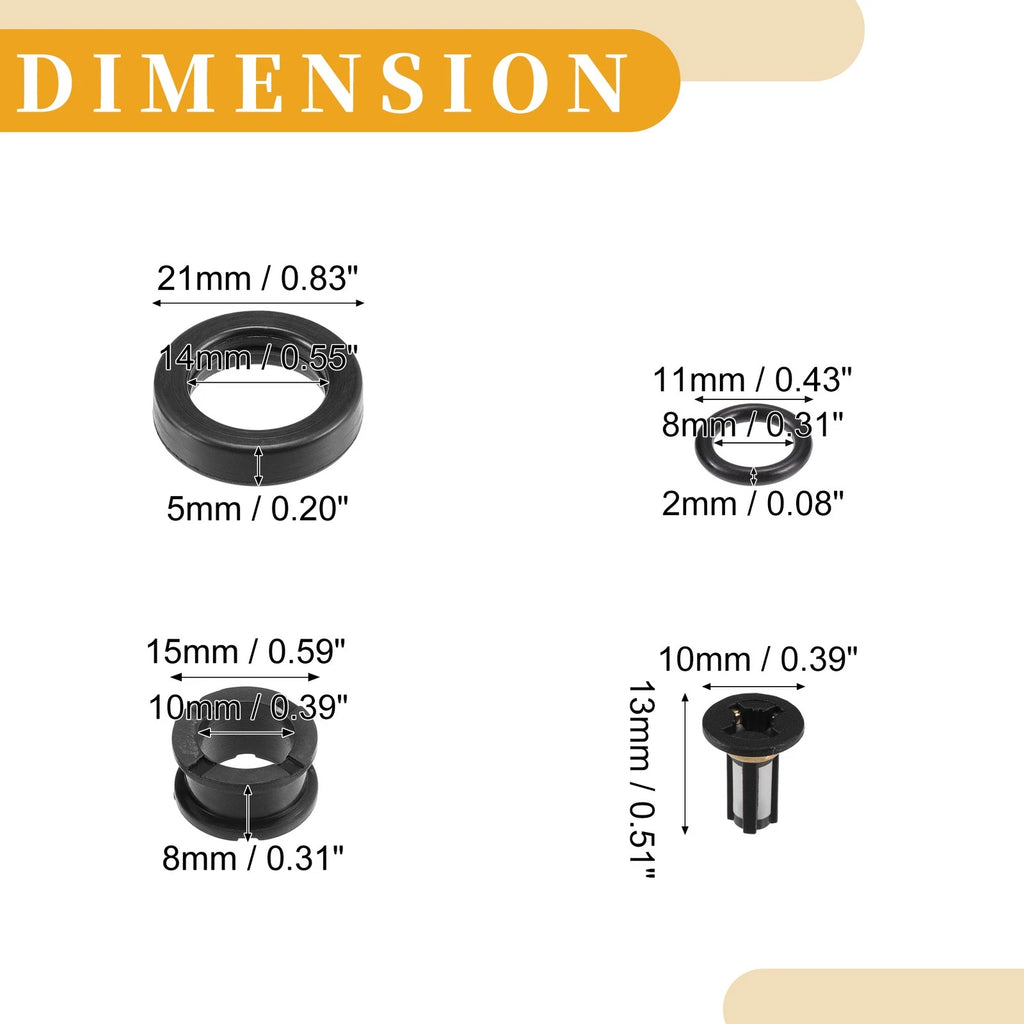 Set of 4 Fuel Injector Seal O Rings for Honda CRV (1999–2001) NBR Rubber