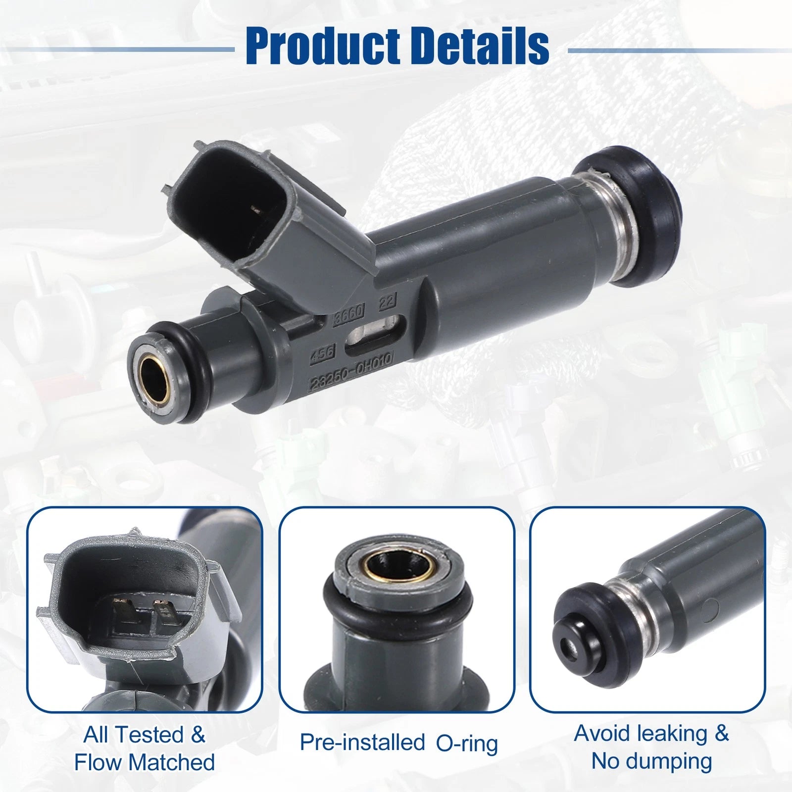 Set of 4 Fuel Injector Nozzles for Toyota Camry 2.4L (2002–2004) 23209-0H010