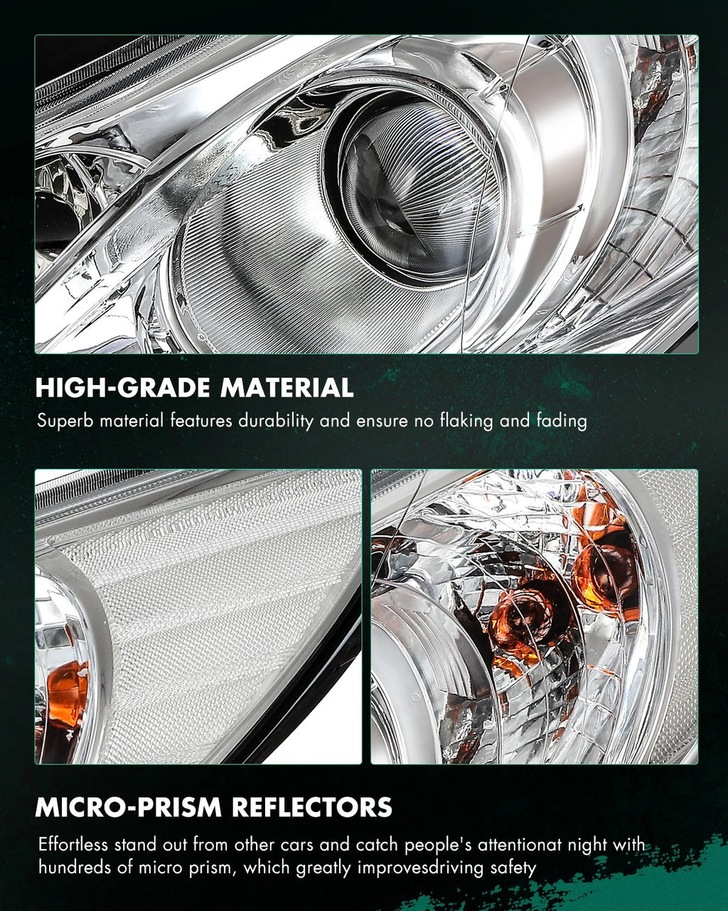 2X Headlight Assembly for Hyundai Sonata (2011–2014) Chrome