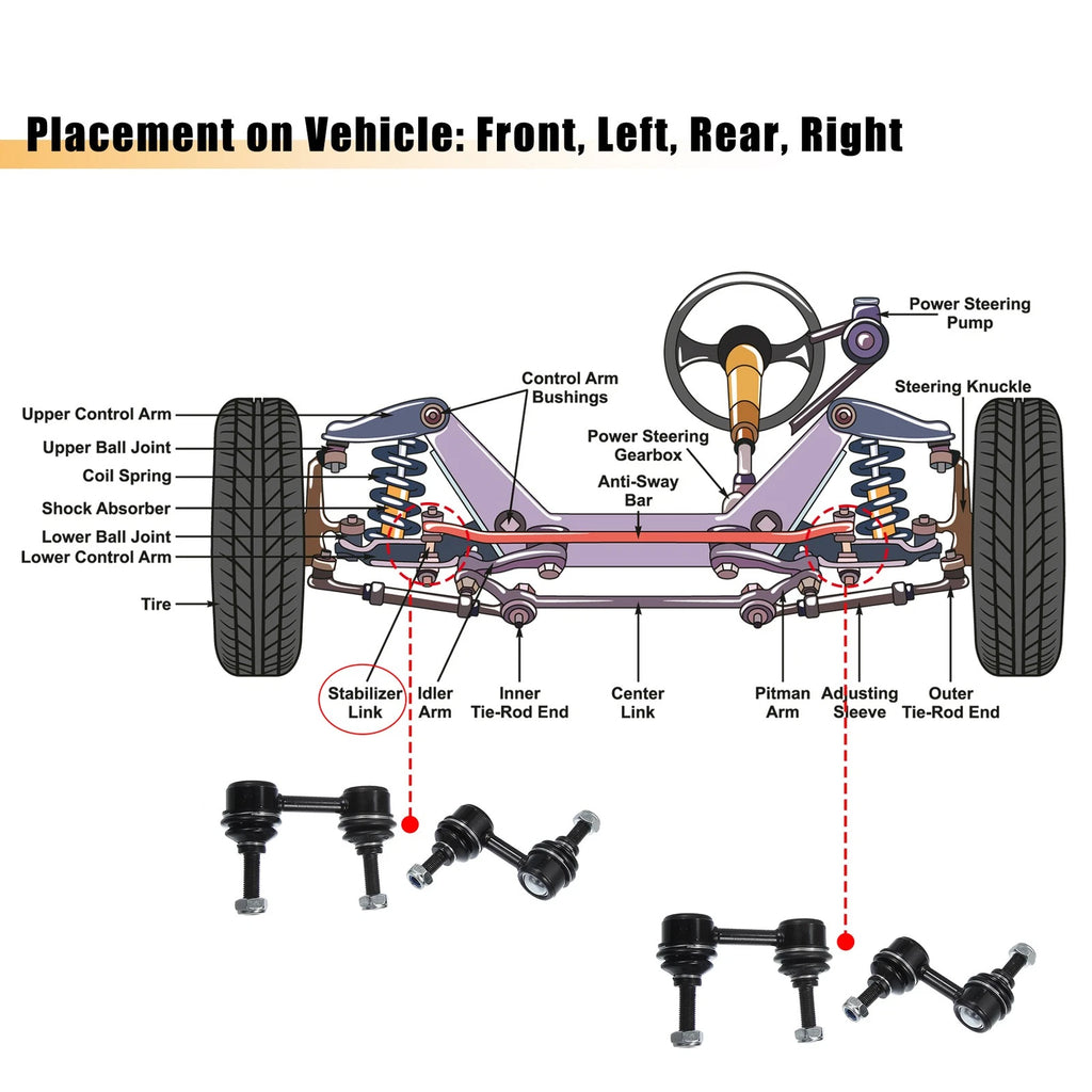 Set of 4 Stabilizer End Links for Subaru Impreza 