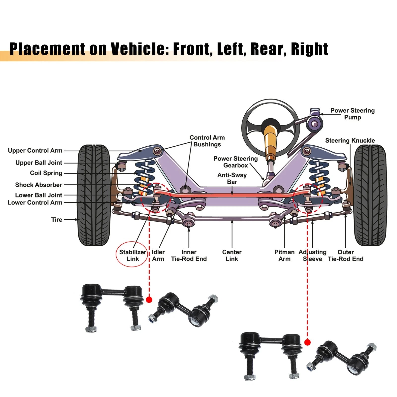 Set of 4 Stabilizer End Links for Subaru Impreza 
