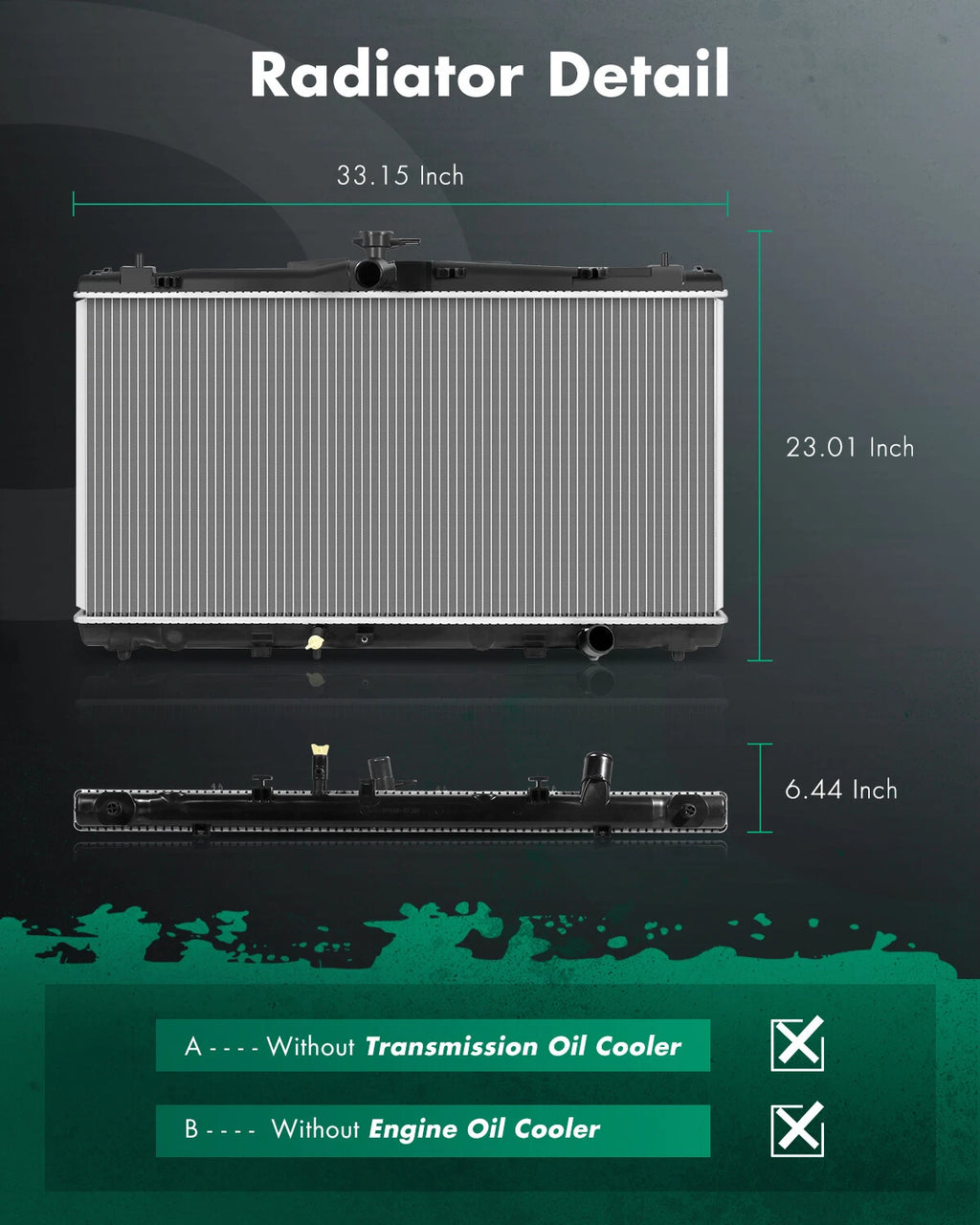 Radiator for Toyota Camry 2012–2017, Avalon 2013–2017 (2.5L Hybrid, 3.5L Gas)