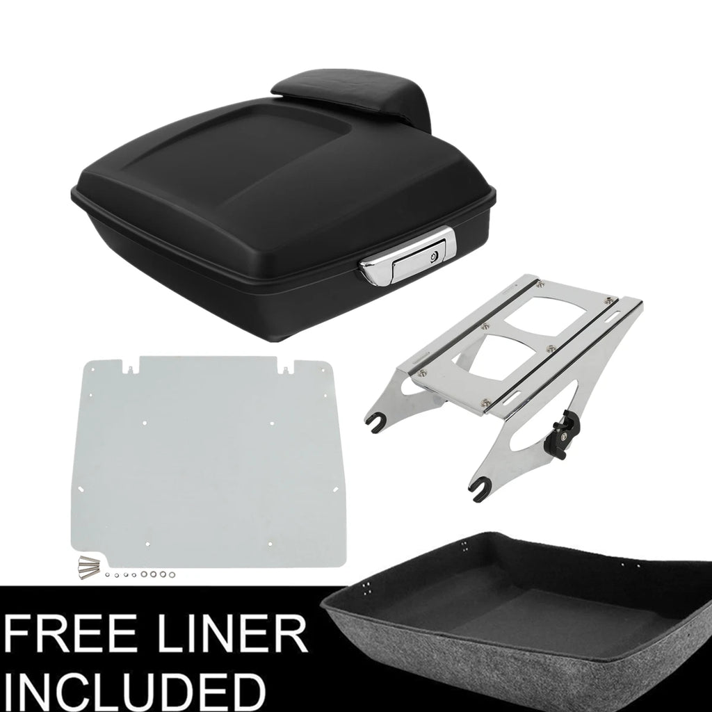 Matte Chopped Trunk Backrest Rack Plate for Harley Touring Glide (2014–2025)