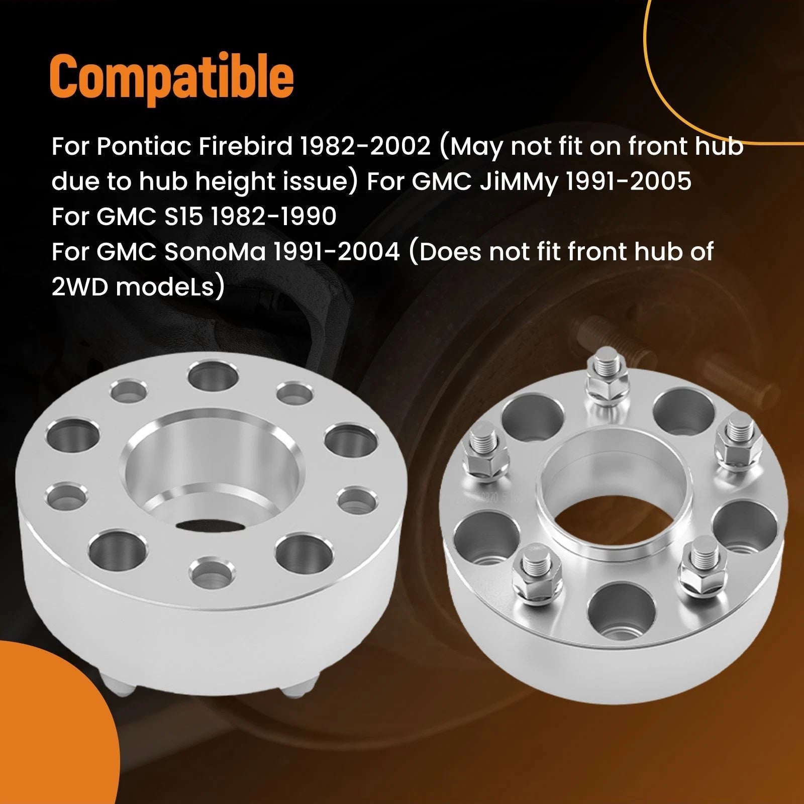 2" Wheel Spacers for Chevrolet Corvette S10 (1982–2019) 5x120.65mm, 70.5mm Hub Bore