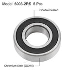 Set of 5 Deep Groove Ball Bearings 6003-2RS 17x35x10mm Double Sealed Chrome