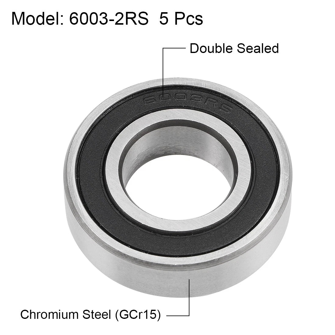 Set of 5 Deep Groove Ball Bearings 6003-2RS 17x35x10mm Double Sealed Chrome