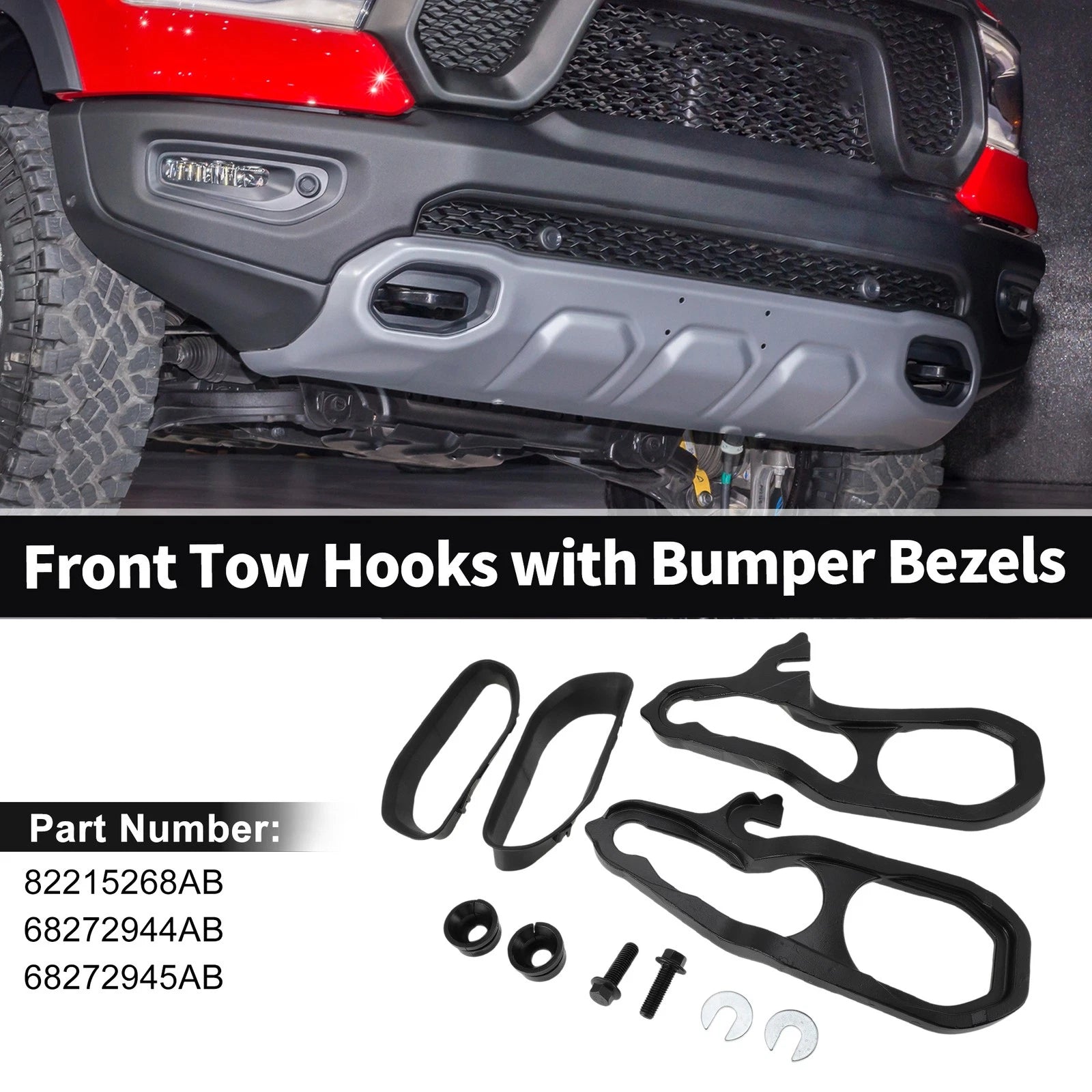 Front Tow Hooks for Dodge Ram 1500 DT (2019–2024) No. 82215268AB/68272945AB