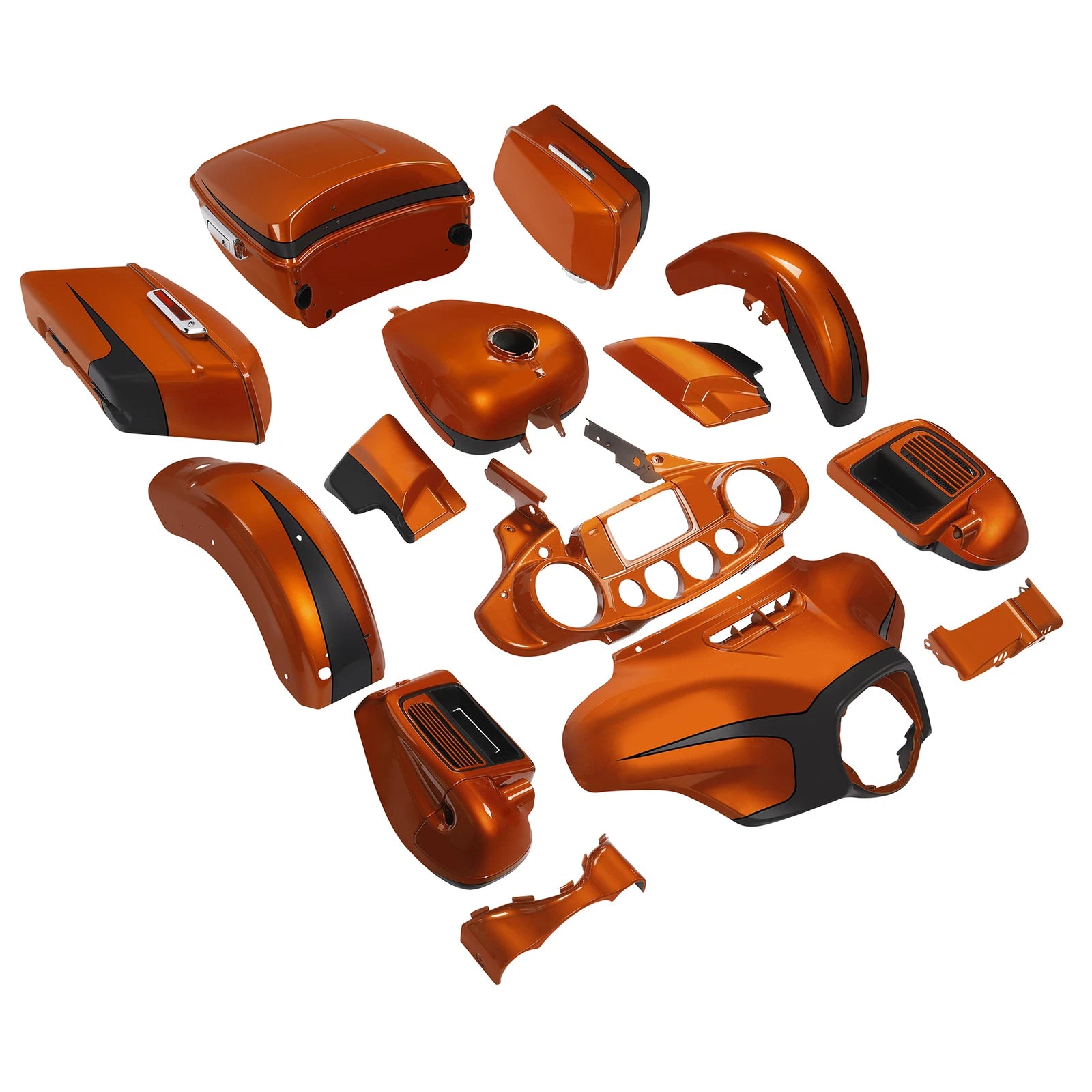 Fairings Body Kit for Harley Electra Glide (2014–2024) Scorched Orange Black Denim