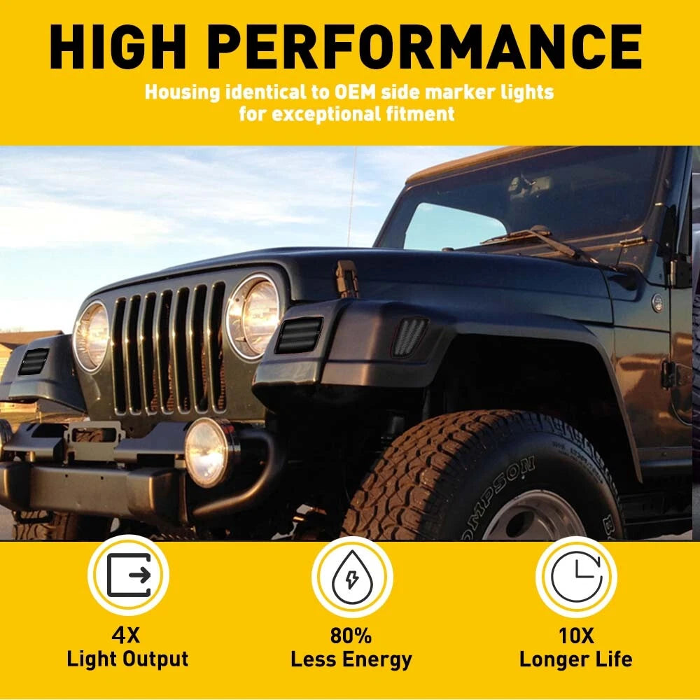 4PC Smoke Fender Side Marker Lights for Jeep Wrangler TJ (1997–2006)