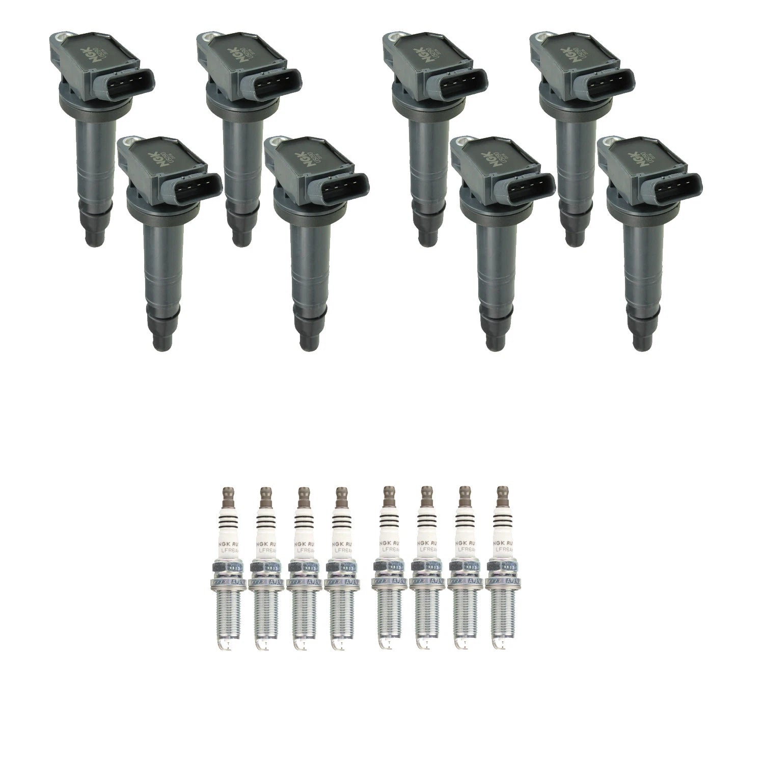 Set of 8 NGK COP Ignition Coils & Ruthenium HX Spark Plugs for Lexus IS F (2008–2014)