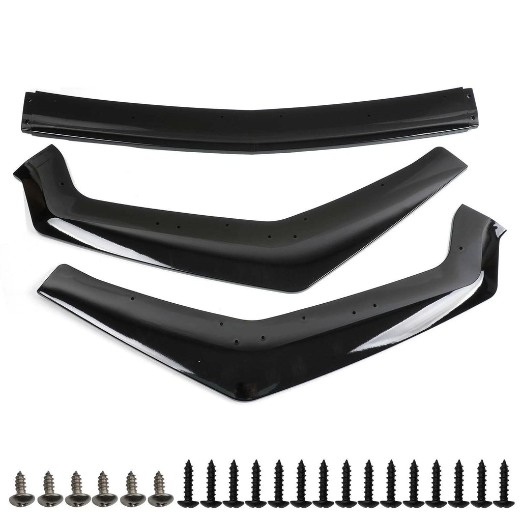 3Pcs Black Front Bumper Lip Splitter Spoiler for Ford Mustang (2018–2020)