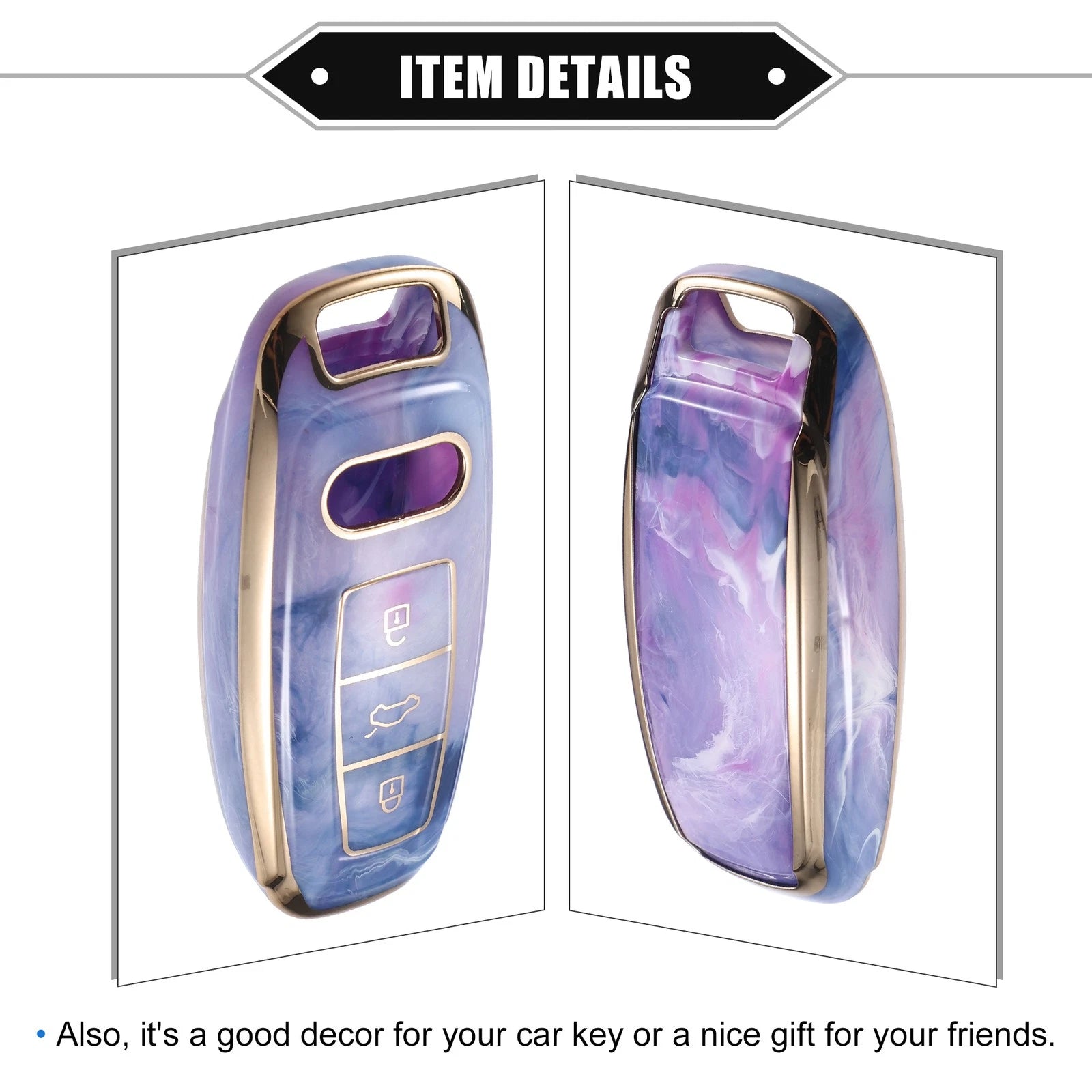 3X Remote Smart Key Fob Cover Case for Audi Q7 Q8 (2020–2021) TPU Purple
