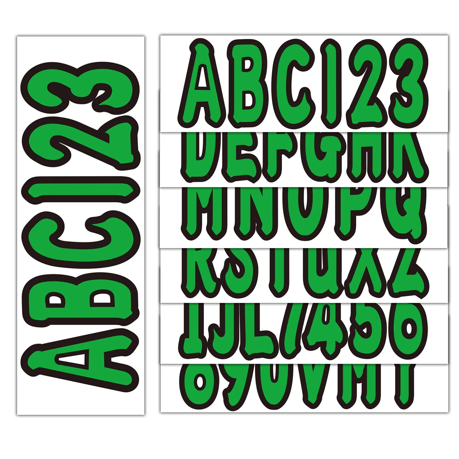 Set of 4 Boat Registration Decals A-Z & 0-9 Green
