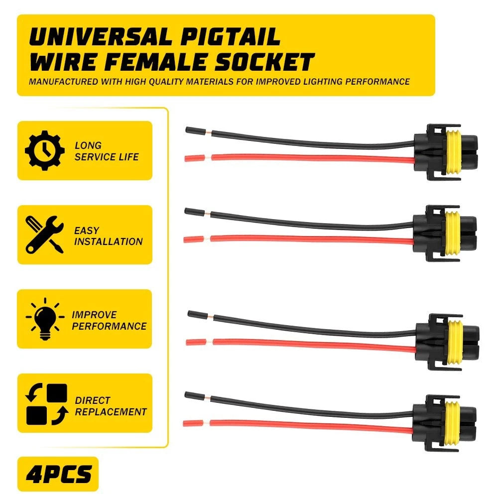 Wire Pigtail Connector Plug for H11 Headlight Socket (EXV)