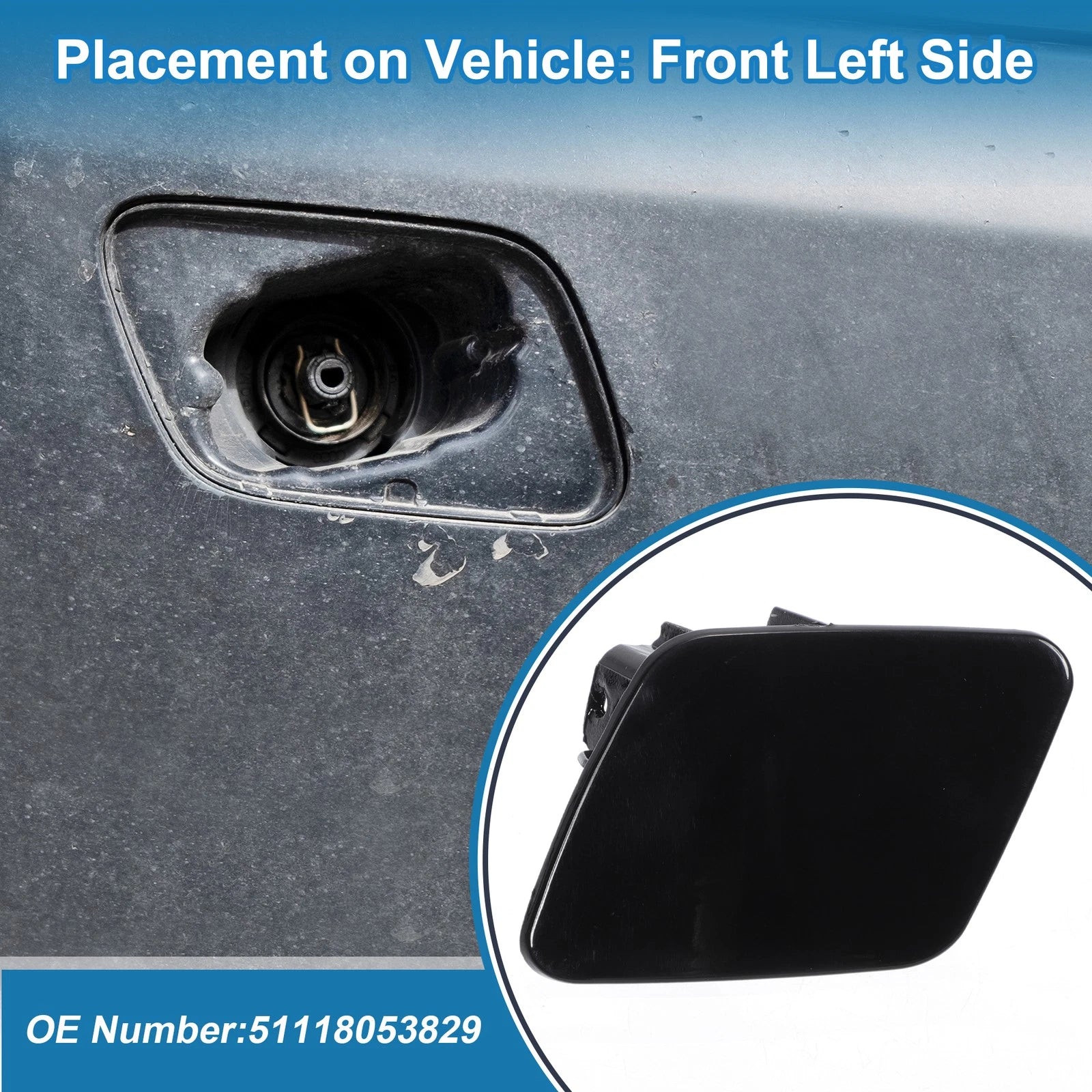 Front Left Headlight Washer Nozzle Cover Cap for BMW 1 Series (2004–2013)
