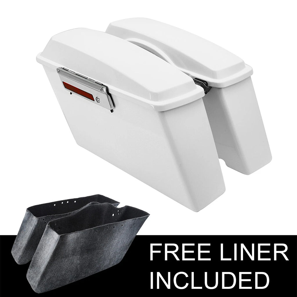 White Hard Saddlebags for Harley Touring Electra Road Glide King (1994–2013)