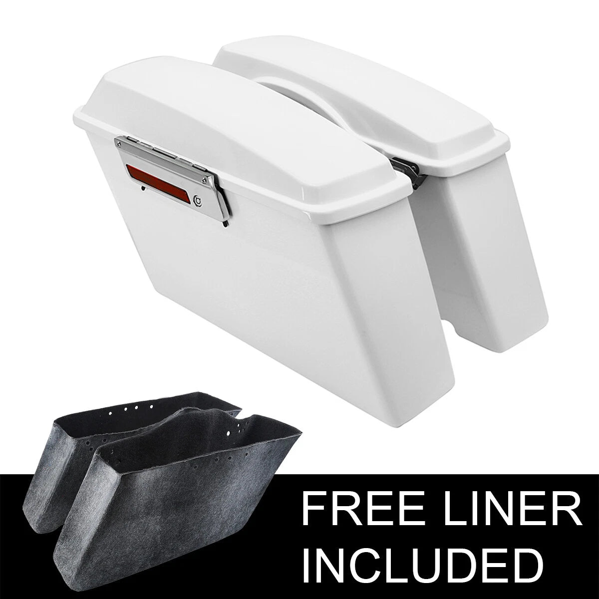 White Hard Saddlebags for Harley Touring Electra Road Glide King (1994–2013)