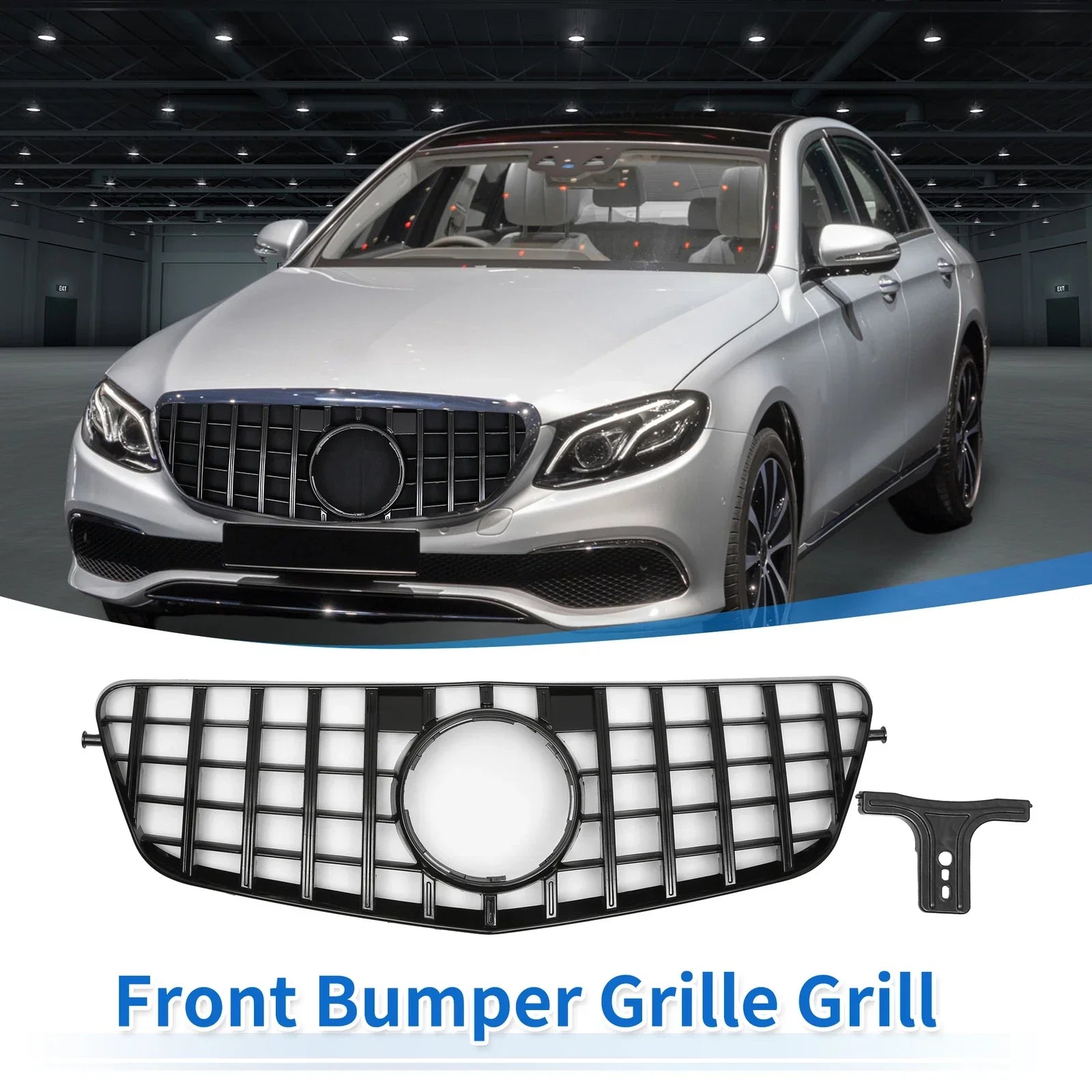 Front Upper Bumper Grille for Mercedes-Benz E300 2009-2013 Black Grills
