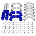 12Pcs 2.5" Intercooler Pipe Kit with Clamps & Blue Silicone Couplers Universal