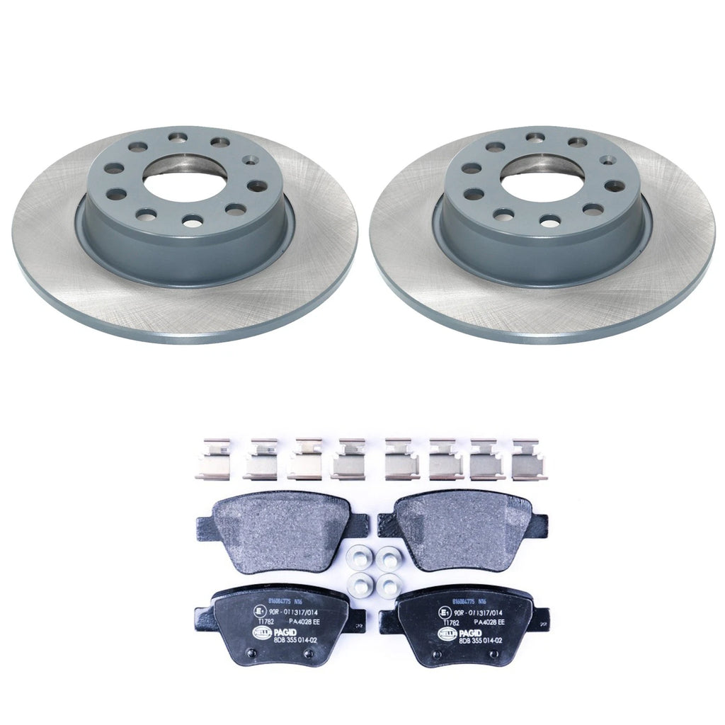 DuraGo Rear Rotors & Low-Met Disc Brake Pads Kit for VW Beetle Golf Jetta