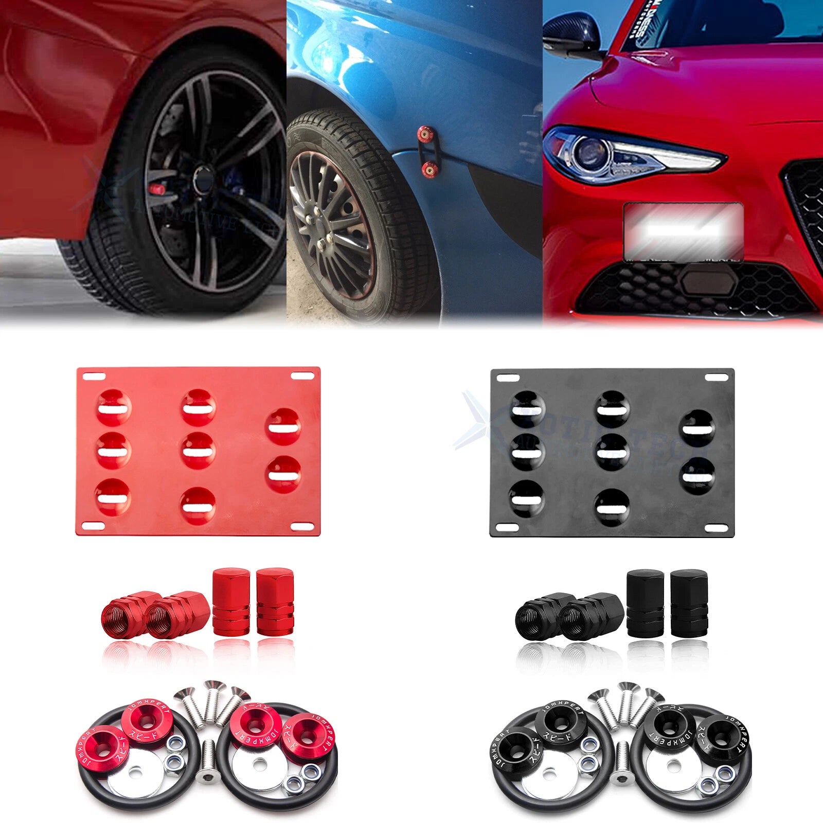 Set Tow License Plate + Air Valve Caps + Release Fastener Hatch Lid for Hyundai (2000–2020)