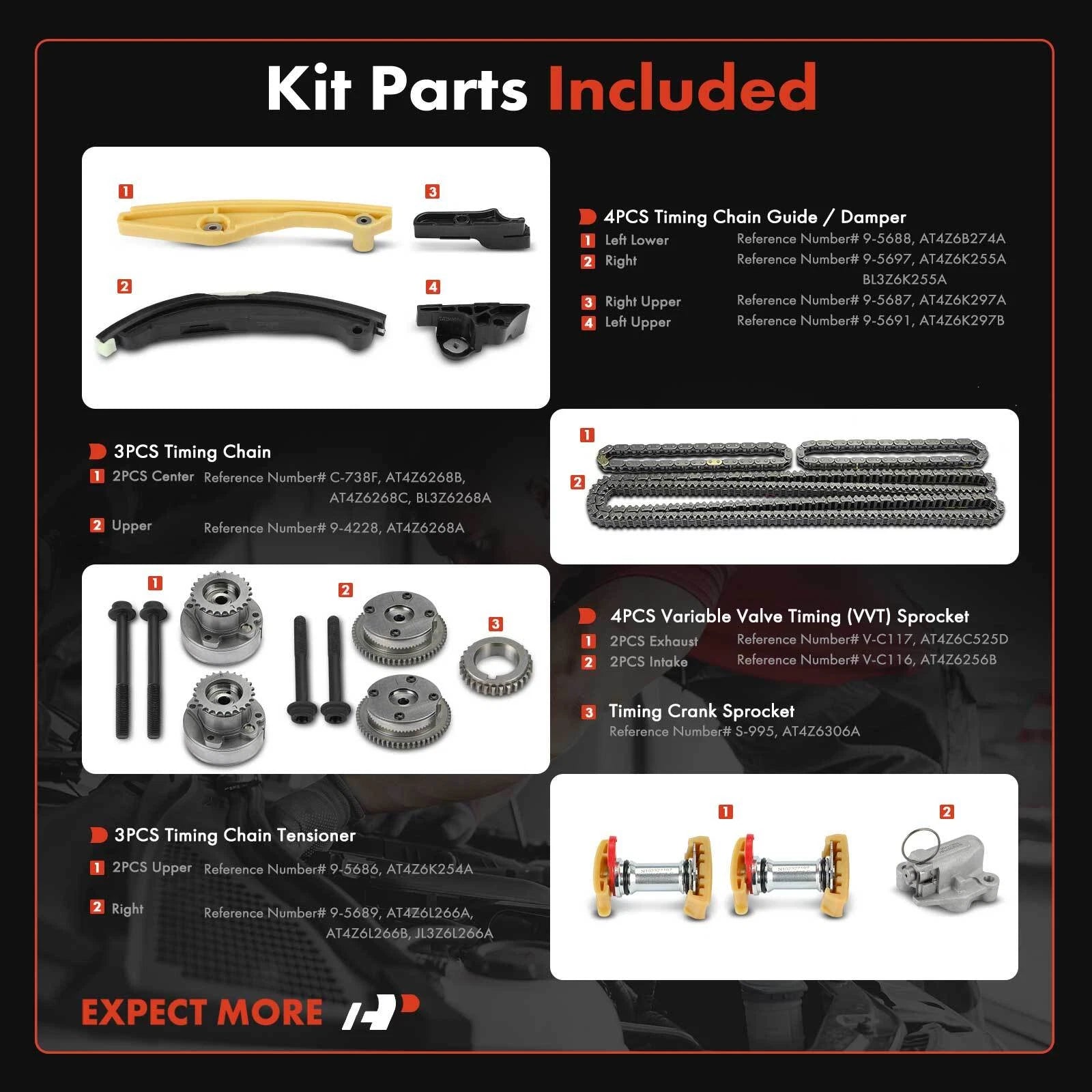 15x Timing Chain Kit for Ford F-150 (2011–2016) Explorer 3.5L