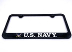 License Plate Frame Black Plastic US Navy Script for Universal Fit (Any Year)