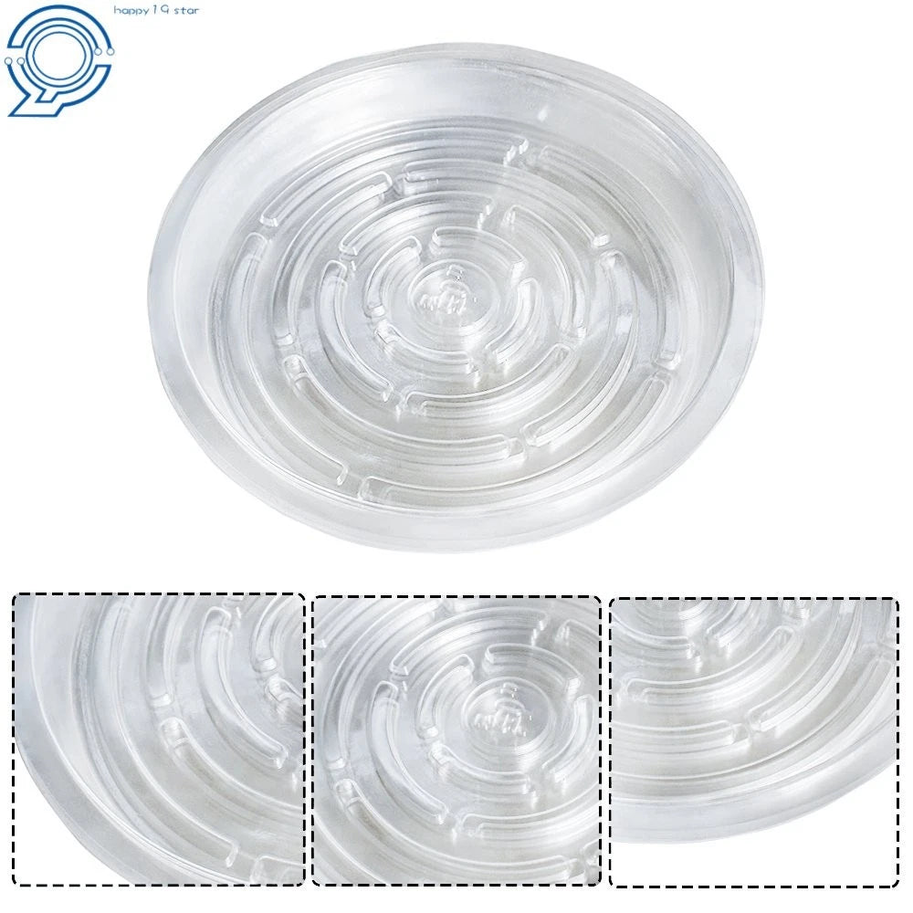 Set of 5 Clear Plastic Drip Trays for Garden Plants 8 Inch