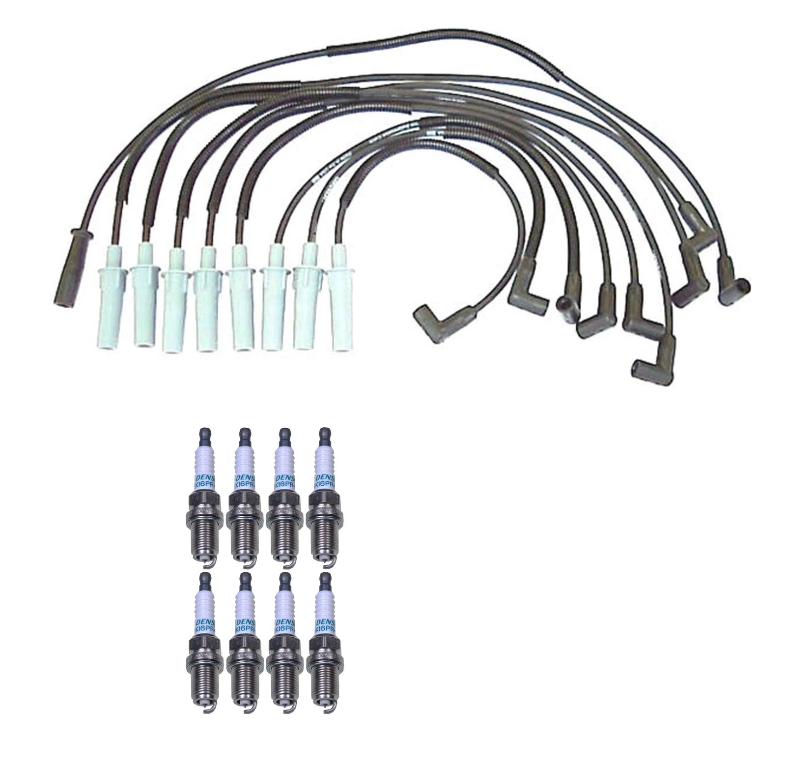 Denso Wire Set & 8 Iridium Spark Plugs Kit for Dodge V8 (0.044)