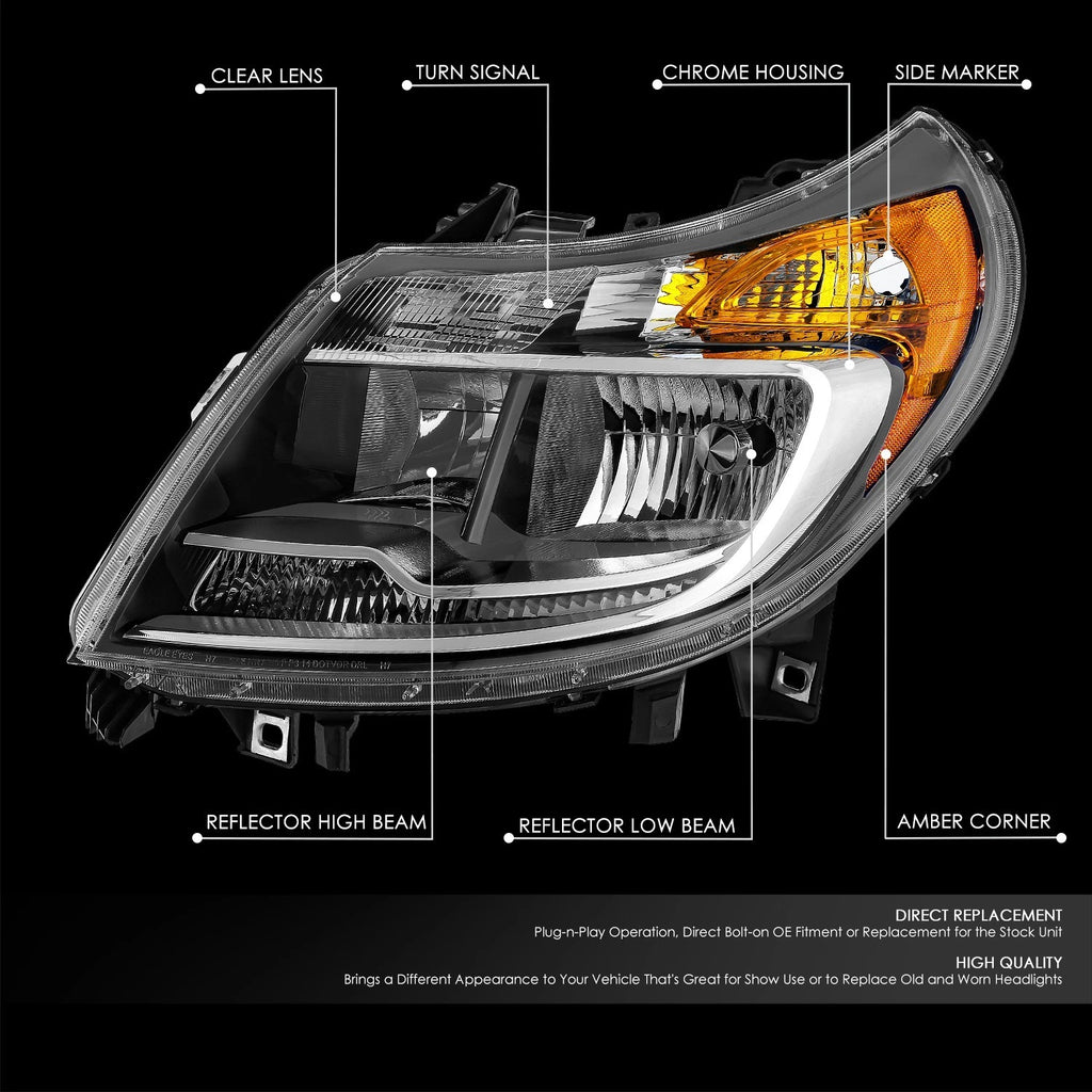 OE Style Chrome Housing Amber Corner Headlights for Promaster 1500-3500 (2014–2022)