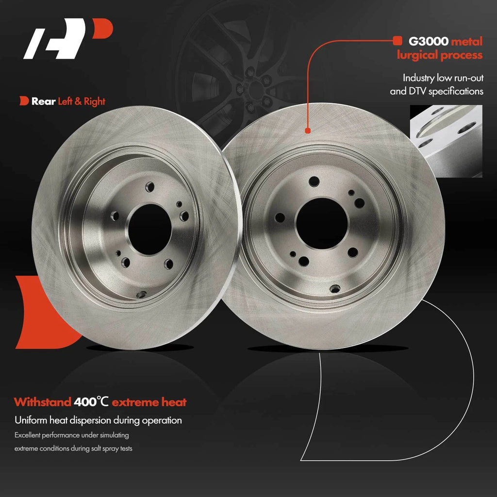 Rear Disc Brake Rotors & Ceramic Pads for Hyundai Genesis (2010–2016)