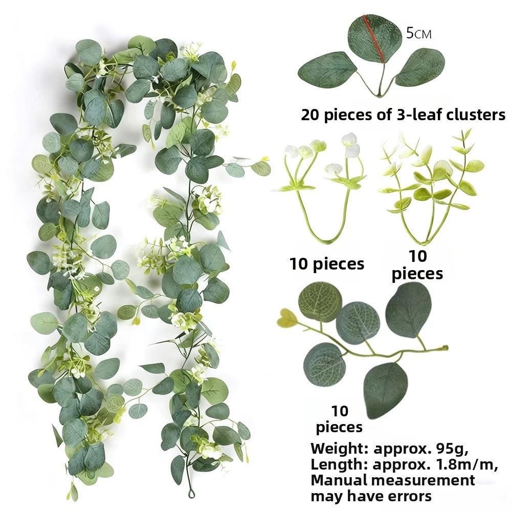 Set of 4 Green Artificial Rattan Vine Plants 180CM for Indoor Decoration