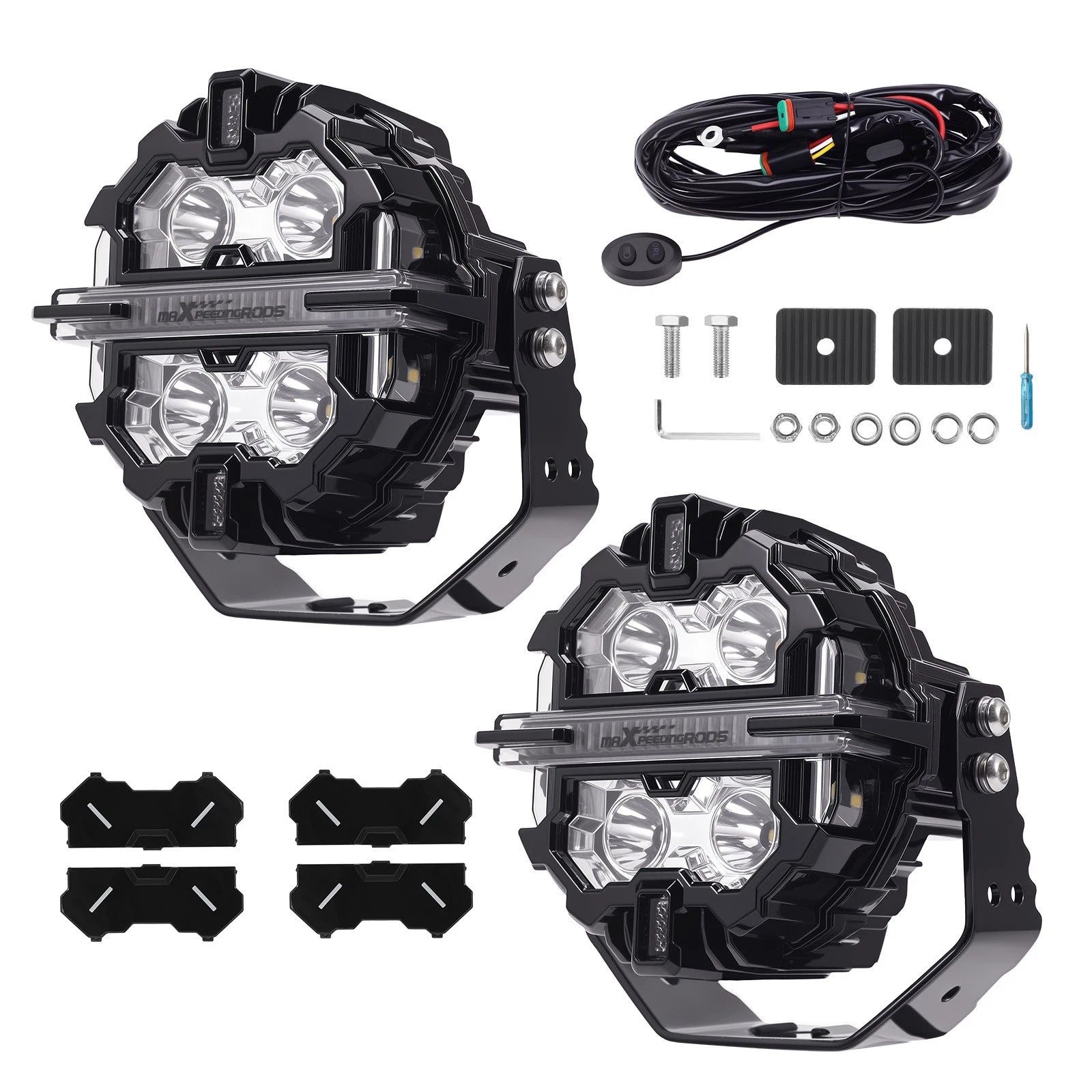 LED Off Road Fog Lights 5" 178W Amber/White DRL for Trucks SUV Pickup ATV