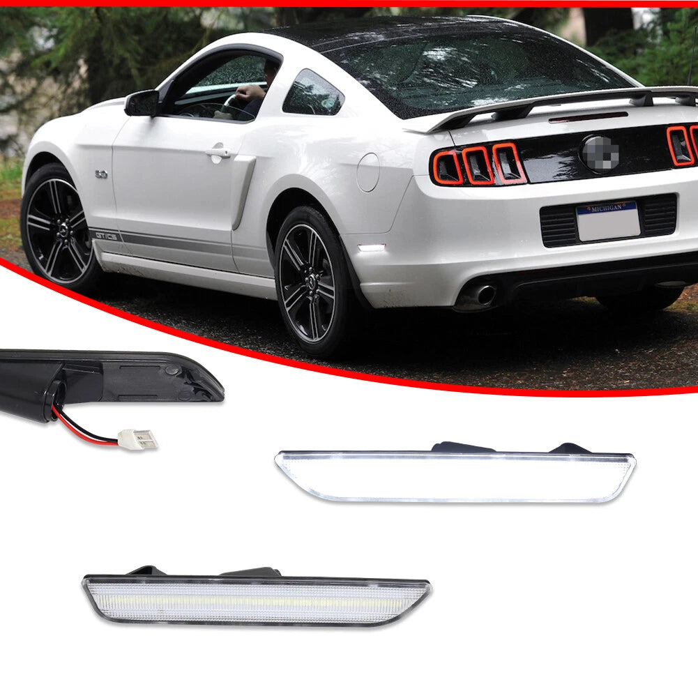 2X Clear Lens White SMD LED Rear Side Marker Lights for Ford Mustang (2010–2014)