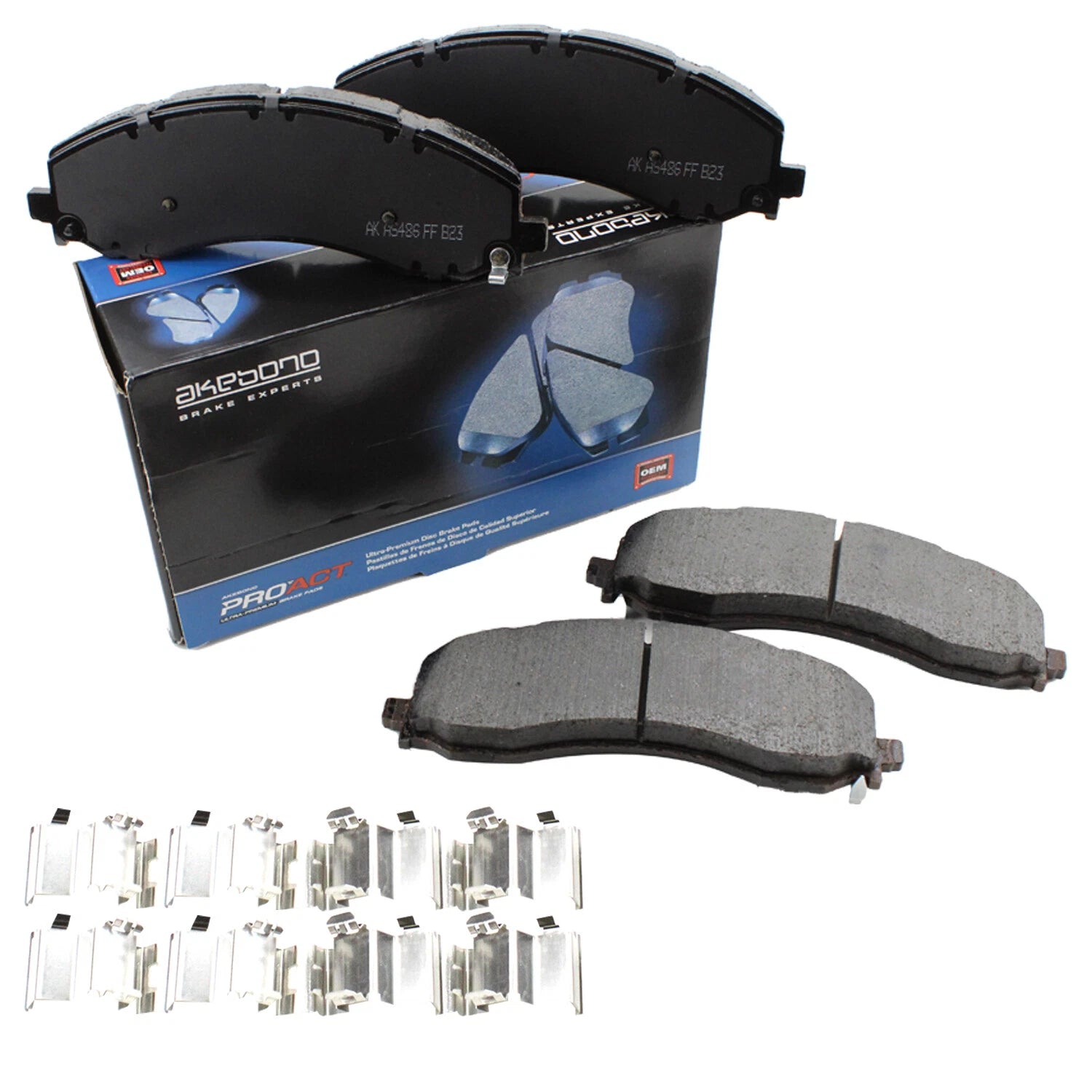 Set of 4 Akebono ProACT Front Ceramic Brake Pads for Dodge Ram 2500 3500 (2019–2022)