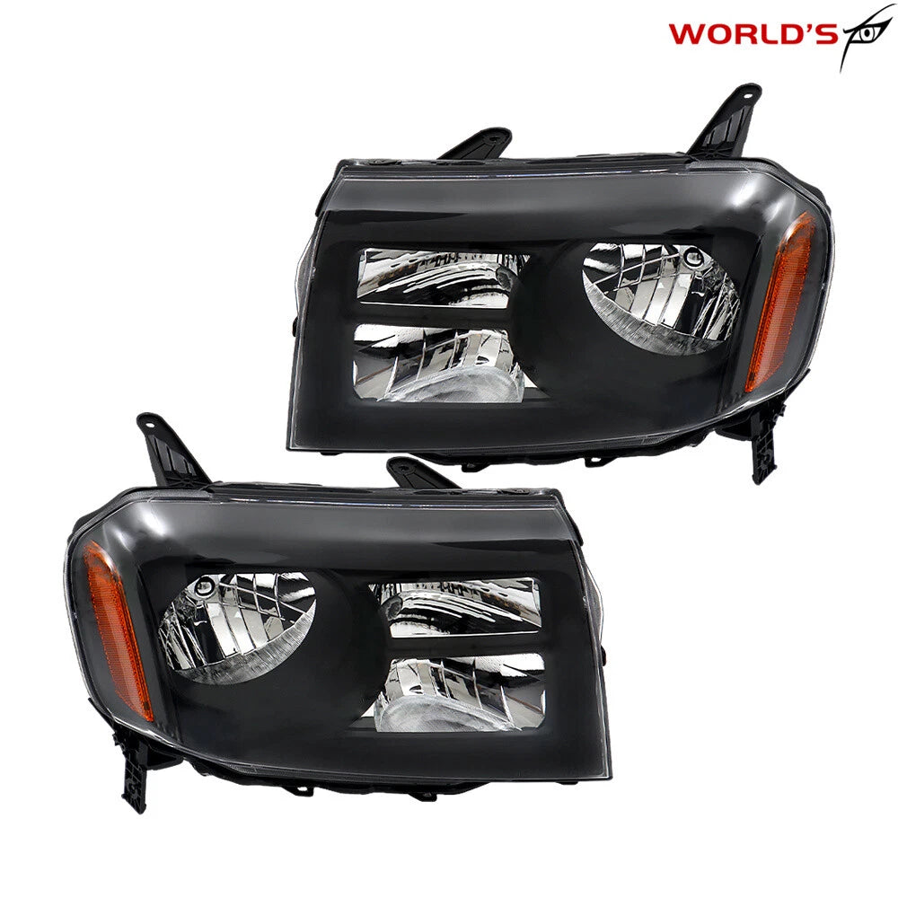 Set of 2 Halogen Headlights for Honda Pilot (2012–2015) Black Housing
