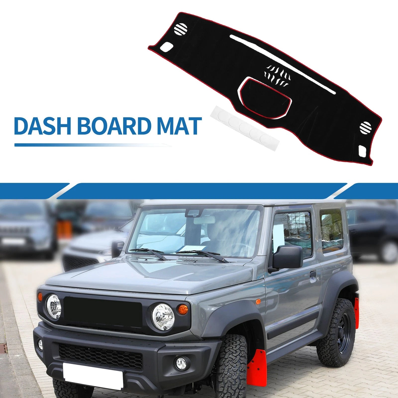 Dashboard Cover Mat for Toyota Tundra (2014–2021) Black Red Sun Protector