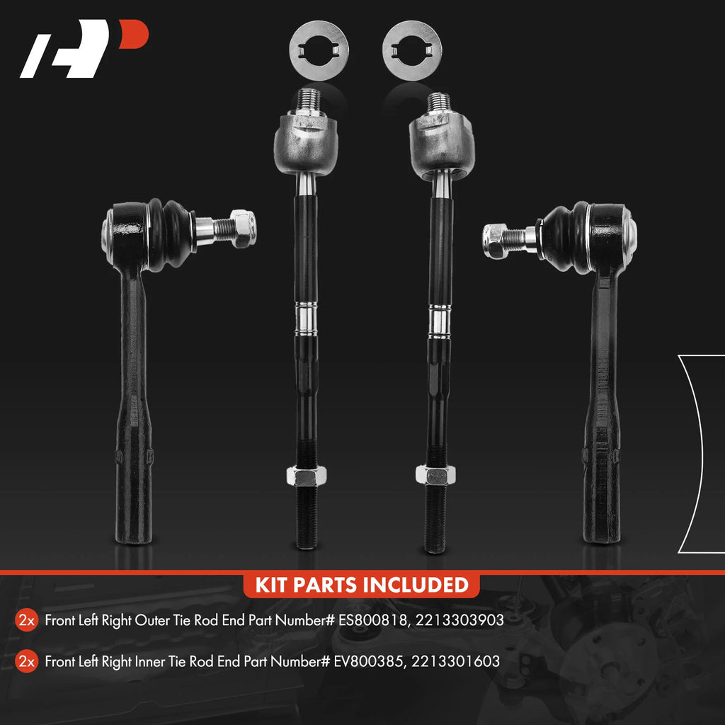 Set of 4 Inner & Outer Tie Rods for Mercedes-Benz CL600 (2007–2014)