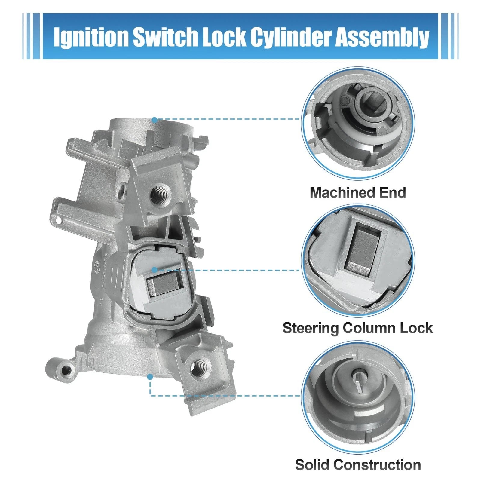 Set of 1 Ignition Switch Steering Lock Cylinder with Key 1K0905851B for VW Audi (2000–2023)