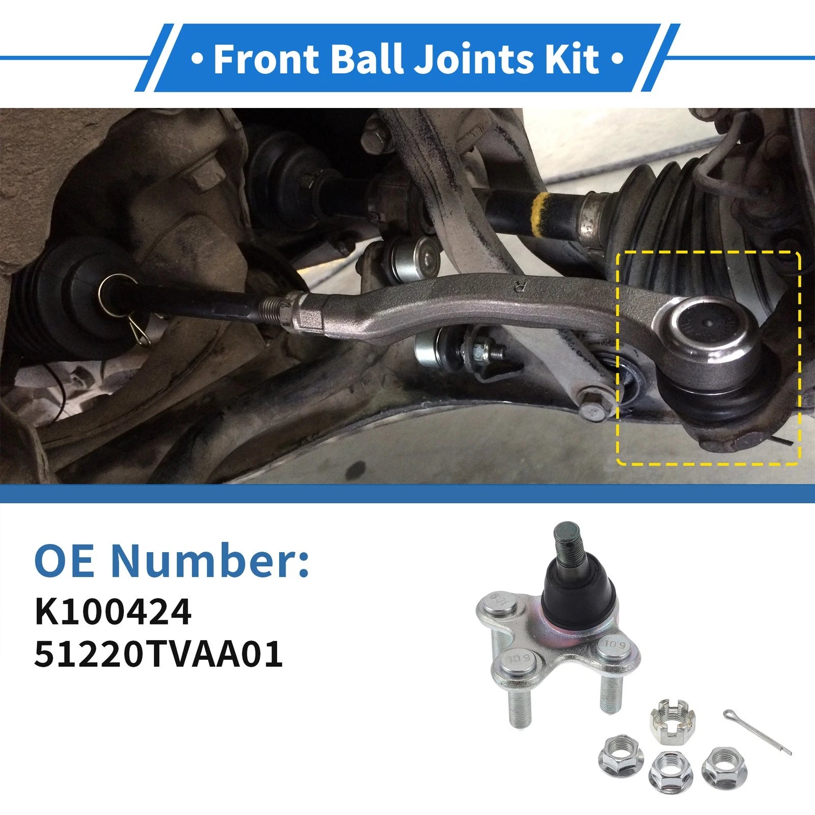 2X Front Lower Ball Joints for Honda Accord (2018–2024) No.K100424/51220TVAA01
