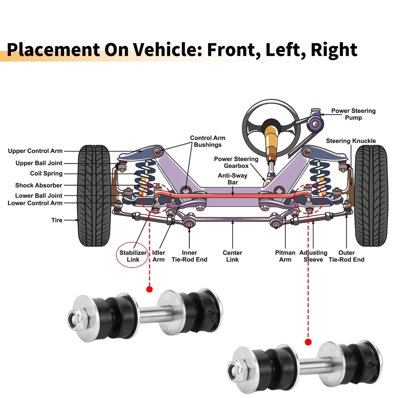 2pcs Front Stabiliser Sway Bar Link for Toyota Echo (2000–2005) No.4881952010